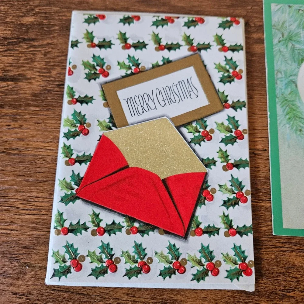 Vtg 70s 80s Christmas Greeting Cards Lot 7 Assorted Religious Santa Birds Unused